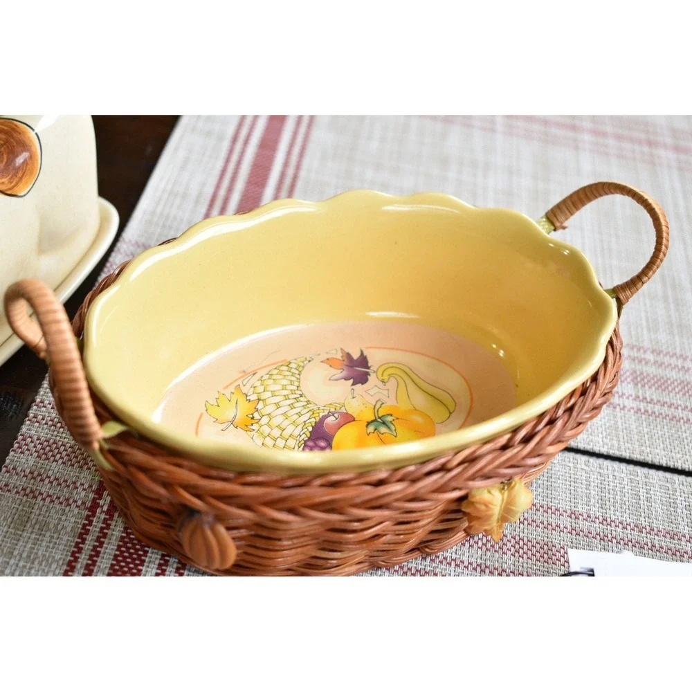 Harvest Nesting Baking Dish Set with‎ Wicker Baskets baking dish